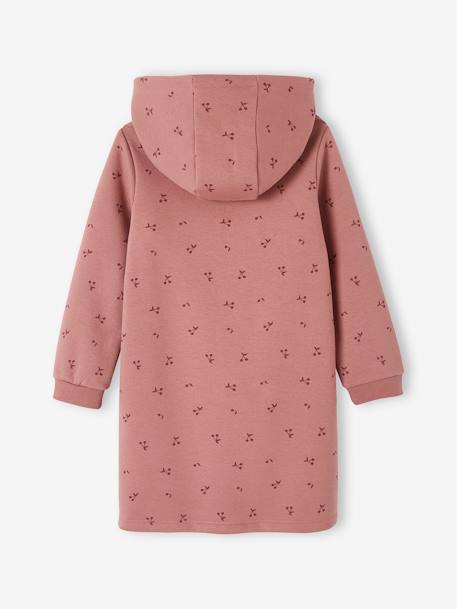 Robe à capuche en molleton fille détails fantaisie vieux rose 2 - vertbaudet enfant 