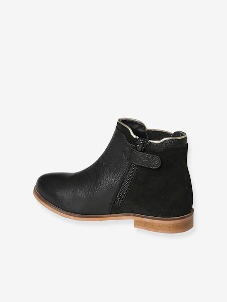 Boots cuir fille zippées et élastiquées noir 5 - vertbaudet enfant 