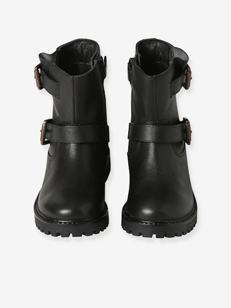 Bottes à brides zippées cuir fille noir 4 - vertbaudet enfant 