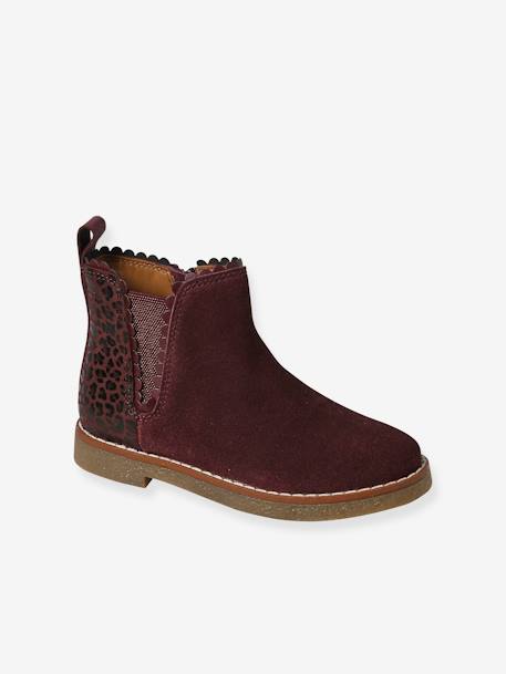 Boots en cuir fille collection maternelle bordeaux 1 - vertbaudet enfant 