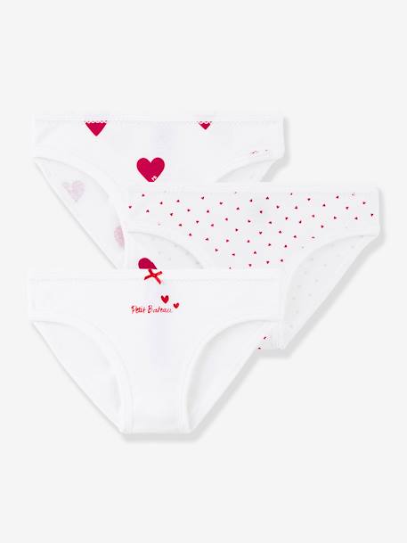 Fille-Sous-vêtement-Culotte-Lot de 3 culottes coeur en coton petite fille - PETIT BATEAU