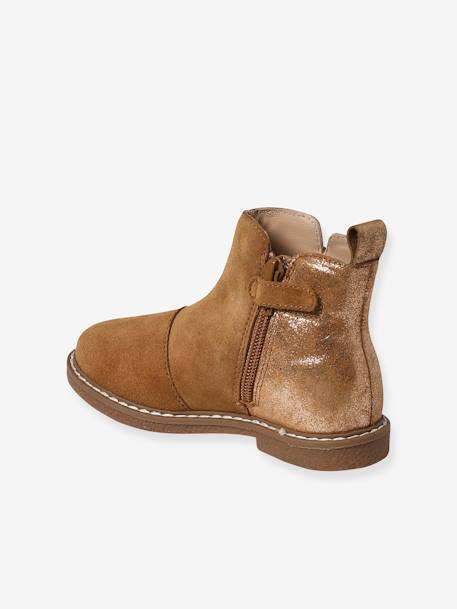 Boots cuir à pompon fille collection maternelle camel 2 - vertbaudet enfant 