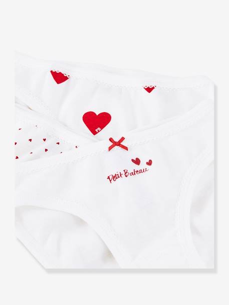 Lot de 3 culottes coeur en coton petite fille - PETIT BATEAU blanc coeurs 3 - vertbaudet enfant 