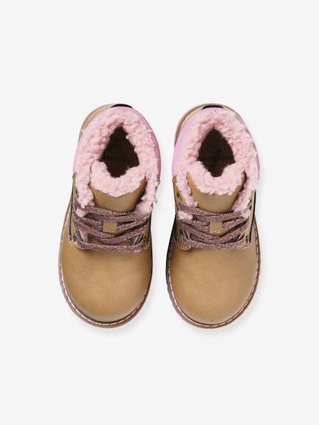 Boots fourrées lacées fille collection maternelle camel 4 - vertbaudet enfant 