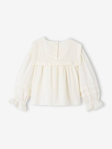 Blouse col vareuse à dentelle fille écru 2 - vertbaudet enfant 