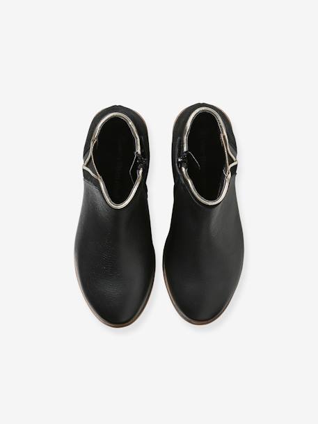 Boots cuir fille zippées et élastiquées noir 6 - vertbaudet enfant 