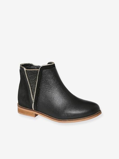 Boots cuir fille zippées et élastiquées camel+marine+noir 15 - vertbaudet enfant 