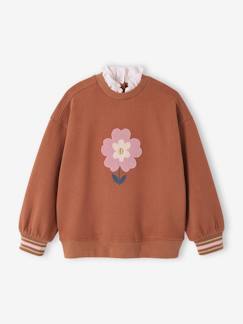 -Sweat fantaisie motif fleur en bouclettes fille