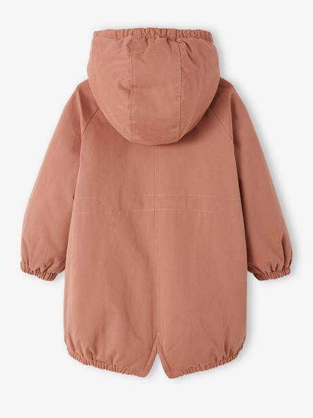 Parka à capuche fille doublée imitation fourrure kaki+vieux rose 9 - vertbaudet enfant 