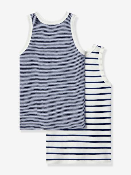 Lot de 2 débardeurs en coton bio PETIT BATEAU lot bleu 2 - vertbaudet enfant 