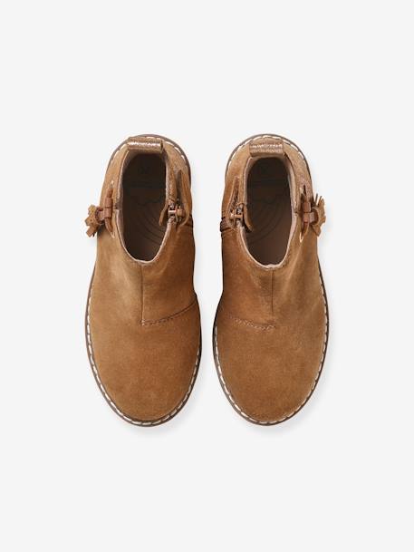 Boots cuir à pompon fille collection maternelle camel+rose 4 - vertbaudet enfant 