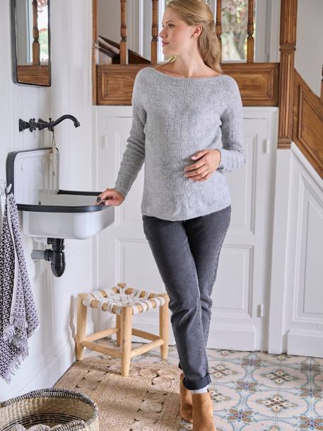 Pull réversible devant/dos grossesse et allaitement gris chiné 2 - vertbaudet enfant 