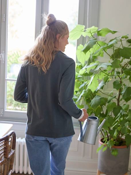 T-shirt bi-matière grossesse et allaitement bleu pétrole 5 - vertbaudet enfant 