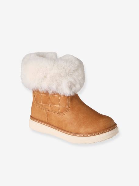 Boots zippées fourrées fille collection maternelle camel 1 - vertbaudet enfant 