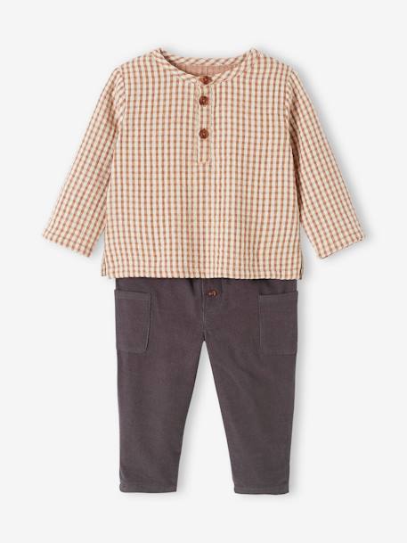 Bébé-Ensemble-Ensemble bébé chemise vichy + pantalon en velours