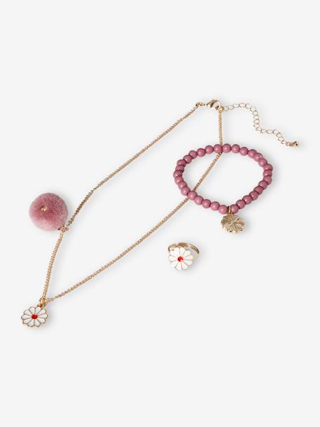 Ensemble collier + bracelet + bague marguerites mauve 1 - vertbaudet enfant 