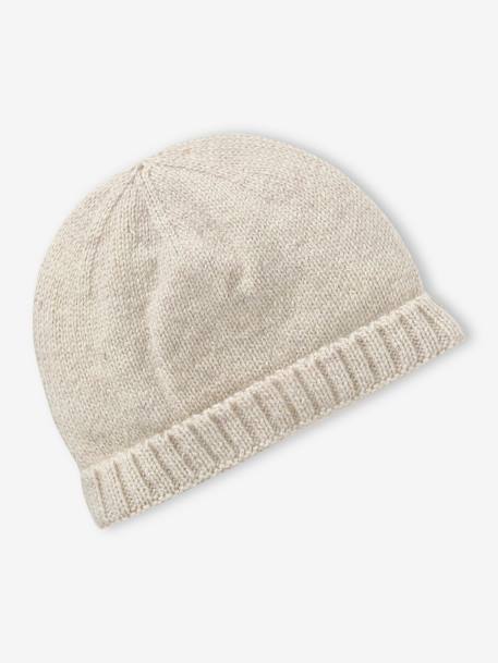 Ensemble naissance en tricot bonnet + moufles + chaussons beige chiné+noisette 2 - vertbaudet enfant 