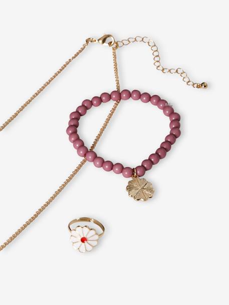 Ensemble collier + bracelet + bague marguerites mauve 3 - vertbaudet enfant 