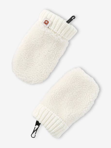 Ensemble 'Bear Mood' bébé garçon bonnet + snood + moufles en sherpa écru 3 - vertbaudet enfant 