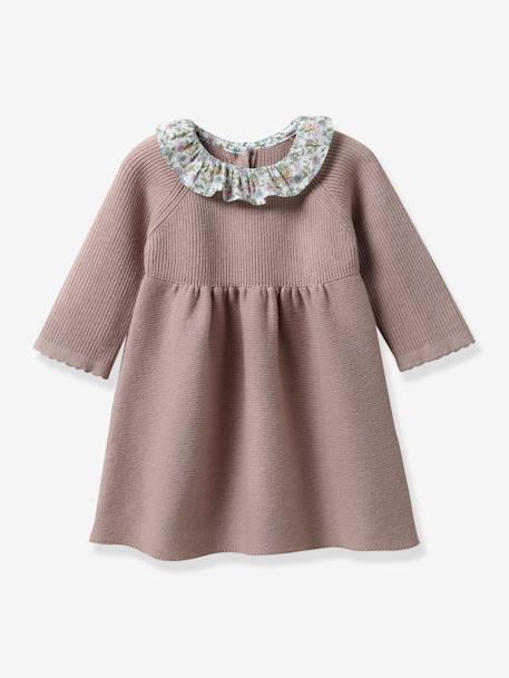 Robe en tricot bébé col en tricot Liberty® CYRILLUS rose 1 - vertbaudet enfant 