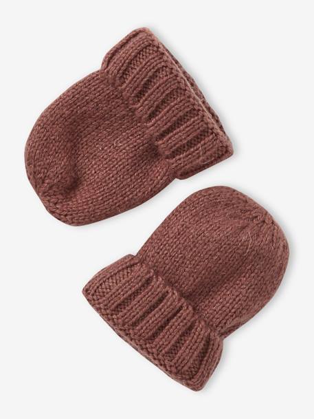 Ensemble naissance en tricot bonnet + moufles + chaussons beige chiné+noisette 8 - vertbaudet enfant 