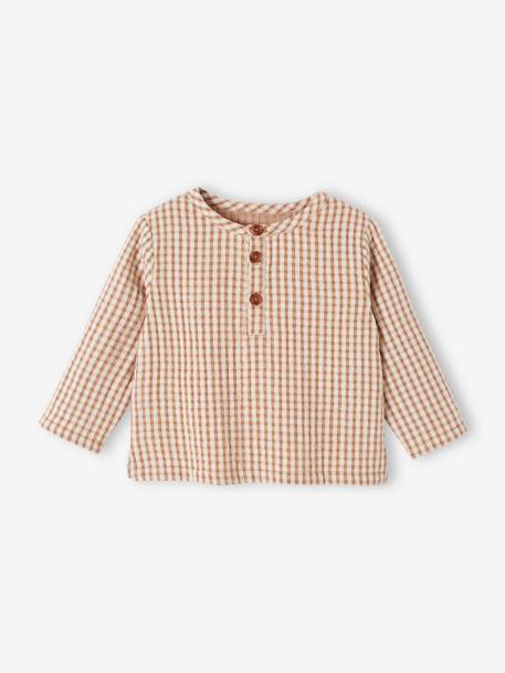 Ensemble bébé chemise vichy + pantalon en velours carreaux marron 2 - vertbaudet enfant 