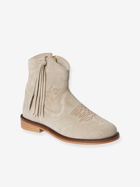 Boots zippées cuir fille camel 1 - vertbaudet enfant 