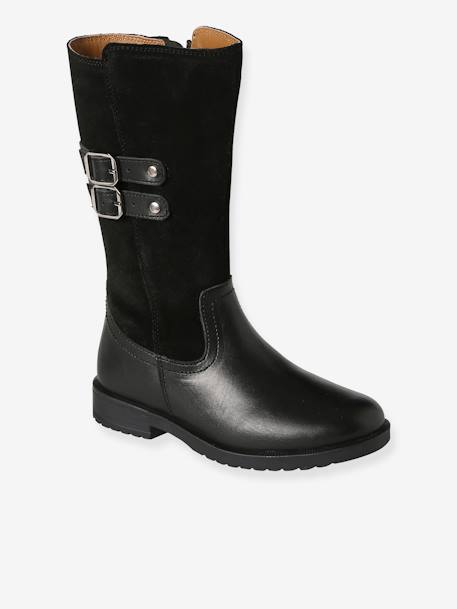 Bottes cavalières zippées cuir fille noir 1 - vertbaudet enfant 