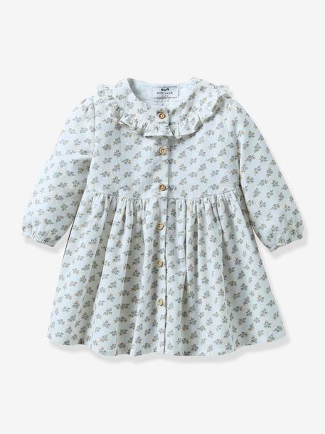 Robe bébé en velours imprimé CYRILLUS bleu imprimé 1 - vertbaudet enfant 