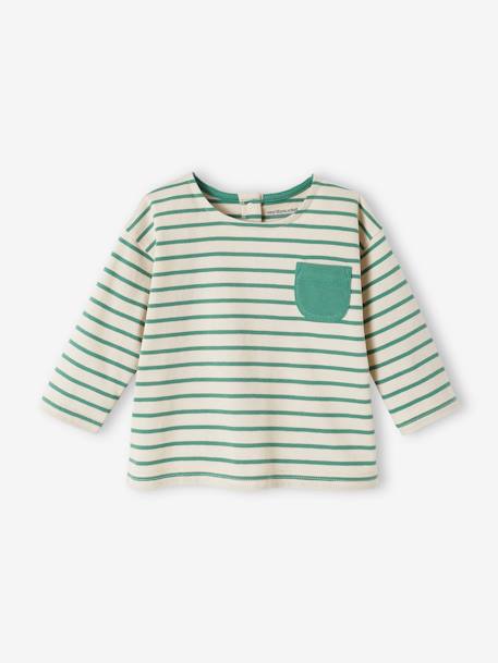 Tee-shirt rayé bébé manches longues rayé vert 1 - vertbaudet enfant 