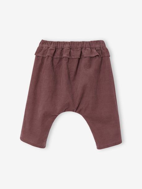 Pantalon bébé en velours aubergine 2 - vertbaudet enfant 