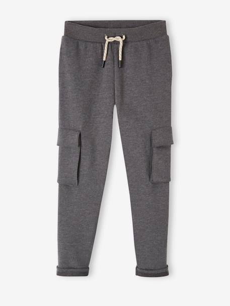 Jogging poches battle garçon gris chiné+vert sauge 1 - vertbaudet enfant 