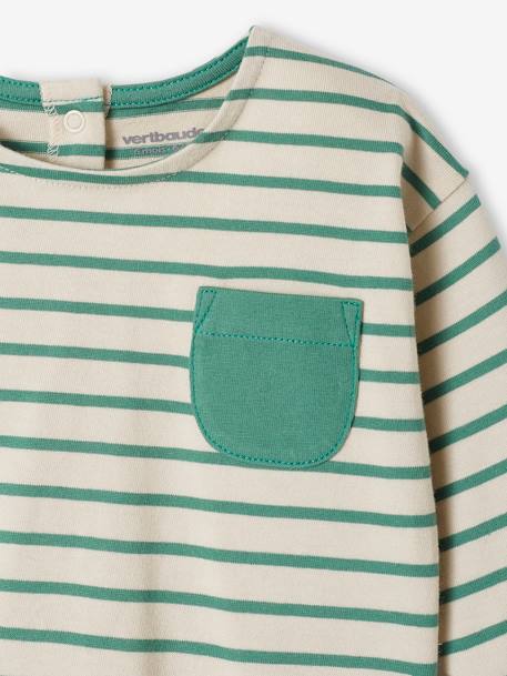 Tee-shirt rayé bébé manches longues rayé vert 2 - vertbaudet enfant 