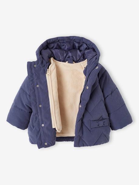 Manteau 3 en 1 bébé matelassé bleu ardoise+rose 2 - vertbaudet enfant 