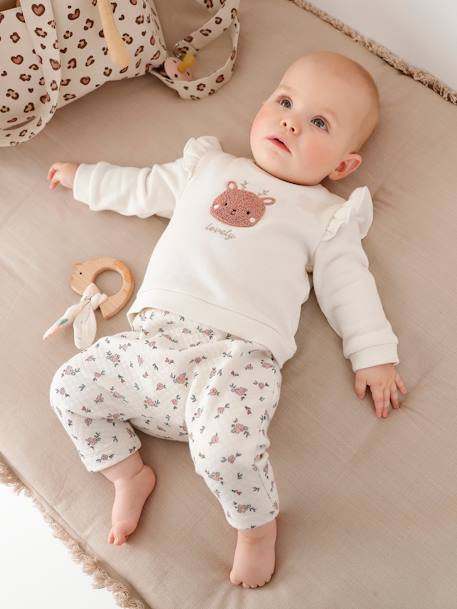 Ensemble bébé sweat et pantalon argile+écru+gris chiné+rose nude 8 - vertbaudet enfant 