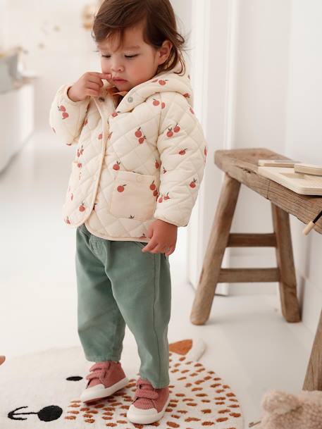 Blouson matelassé bébé avec capuche écru+vert 1 - vertbaudet enfant 