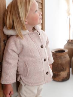 Manteau en drap de laine Bébé doublé de fausse fourrure  - vertbaudet enfant