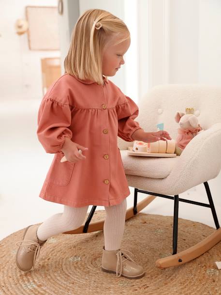 Robe en sergé bébé col claudine rose 1 - vertbaudet enfant 