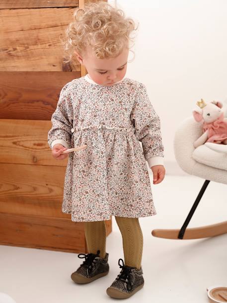 Robe bébé en molleton beige doré+bleu nuit+Léopard 2 - vertbaudet enfant 