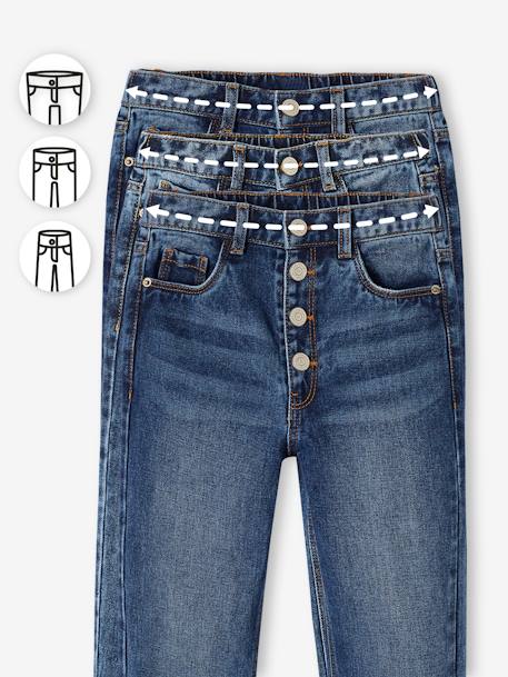 Jean Mom fit MorphologiK fille tour de hanches MEDIUM bleu jean+double stone+stone 9 - vertbaudet enfant 