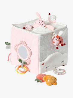 Jouet-Premier âge-Doudous et jouets en tissu-Grand cube d'activités en tissu PAYS ROSE