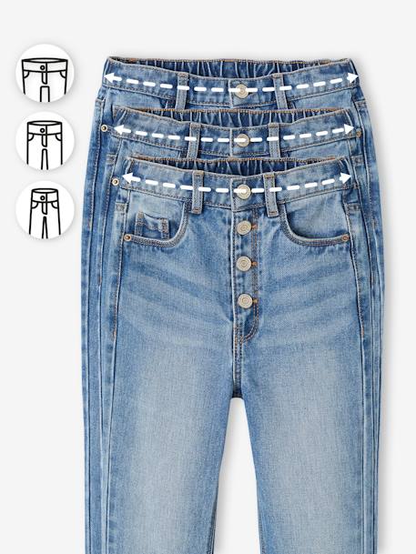 Jean Mom fit MorphologiK fille tour de hanches MEDIUM bleu jean+double stone+stone 22 - vertbaudet enfant 