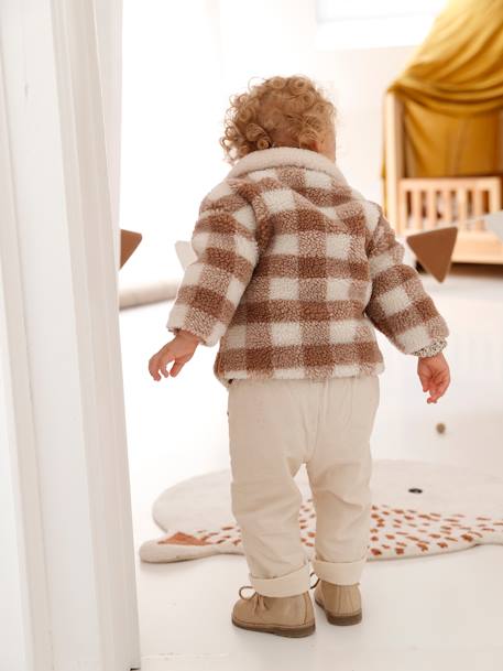 Manteau en fausse fourrure bébé à carreaux carreaux beige 7 - vertbaudet enfant 