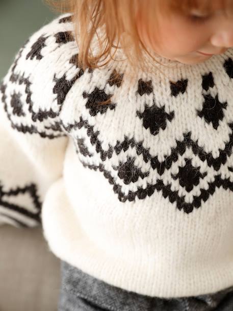 Pull jacquard bébé beige chiné 1 - vertbaudet enfant 