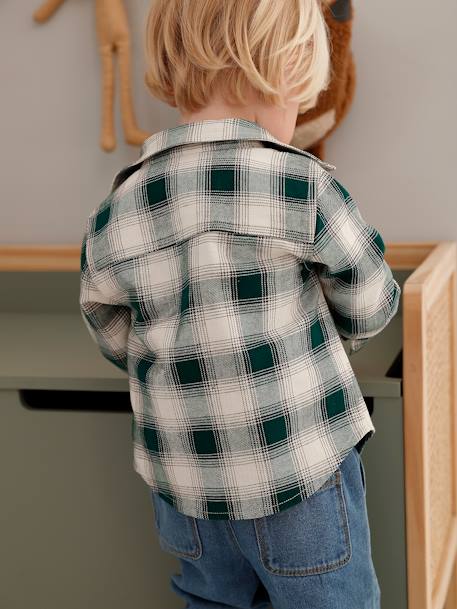 Chemise flanelle bébé à carreaux carreaux vert+marine 6 - vertbaudet enfant 