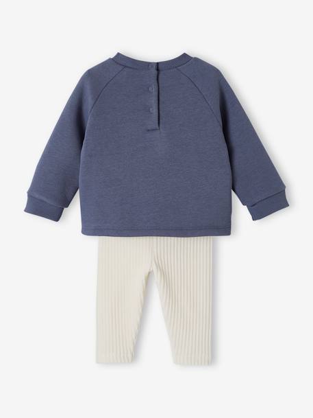 Ensemble Disney® bébé fille sweat molleton + pantalon velours bleu ardoise/blanc 4 - vertbaudet enfant 