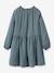 Robe fille en gaze de coton CYRILLUS gris+vert amande 2 - vertbaudet enfant 