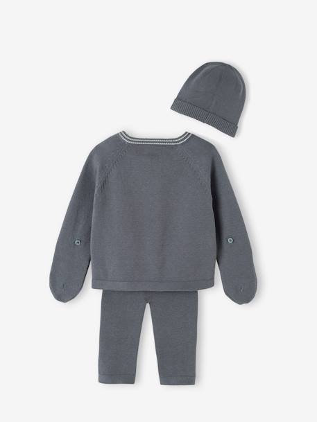 Ensemble en tricot bébé cardigan + legging + bonnet gris ardoise+mauve 6 - vertbaudet enfant 