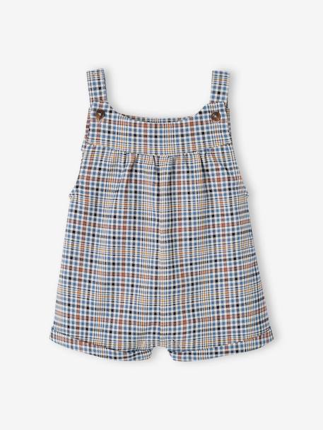 Ensemble bébé salopette courte à carreaux, T-shirt en côtes uni et son bandeau assorti vieux rose 4 - vertbaudet enfant 