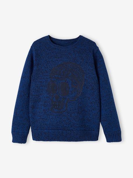 Pull maille moulinée animation devant garçon bleu électrique 2 - vertbaudet enfant 